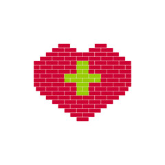 Obraz premium Heart Shape created from bricks