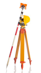 surveyor equipment optical level in white background