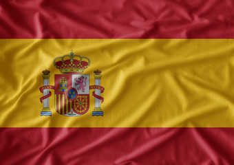 Waving flag of Spain. Flag has real fabric texture
