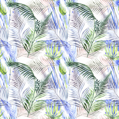 palm leaves, bananas, coconuts, pineapple