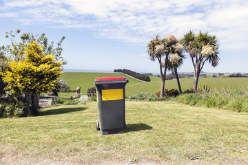 dustbin in tropical pasture