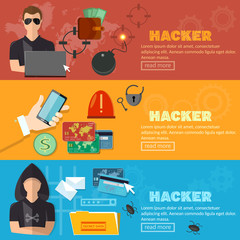 Hacker horizontal banner virus attack e-mail spam viruses bank