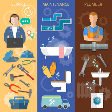 Professional plumber banners call plumber