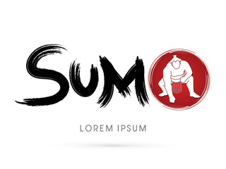 Sumo text, brush, graphic vector.