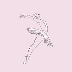 Hand drawn sketch of young ballerina standing in a pose. Ballerinas collection Vol.2. © juhrozian