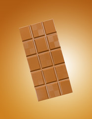 Chocolate bar on gold gradient background