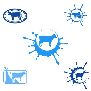 Dairy Milk White Drink Goat Sheep Cow Logo Vector Icon