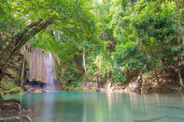 Waterfall in Deep forest at Erawan waterfall National Park
