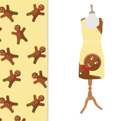 Dress with winter pattern