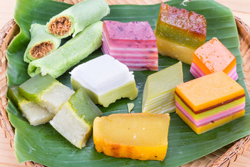 Clsoeup on Malaysia popular assorted sweet dessert kuih