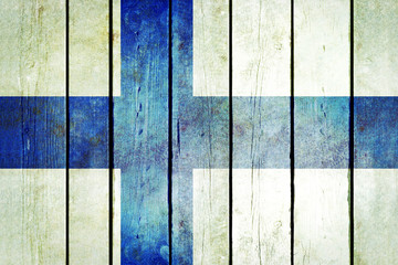 Finland wooden grunge flag.