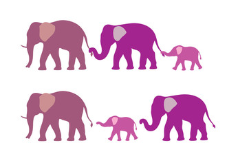 Obraz premium elephant family silhouette