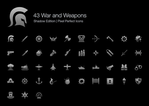 War and Weapons Pixel Perfect Icons Shadow Edition