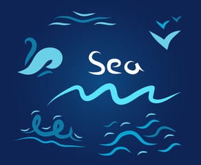 night set the wave sea