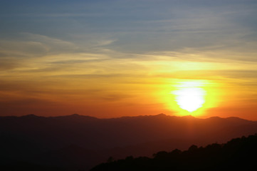 beautiful sky before sunset over the mountain