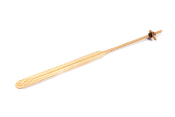 Wooden stick stirrer on white background