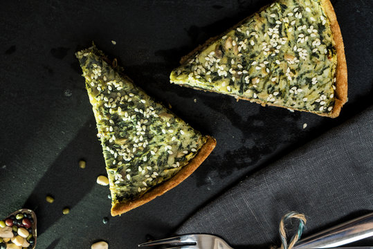 wholegrain tart with potato and spinach