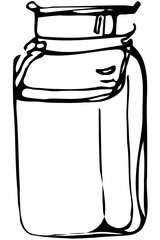 vector sketch tableware small metal cans with a handle