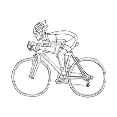 Naklejka premium Racing cyclist. Doodle.