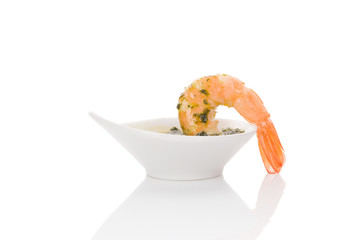 Delicious shrimp eating.