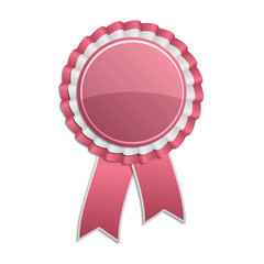 Pink award rosette with ribbon