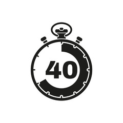 The 40 seconds, minutes stopwatch icon. Clock and watch, timer, countdown symbol. UI. Web. Logo. Sign. Flat design. App.