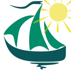 Childlike drawing ship