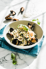 Fototapeta na wymiar risotto with mussels