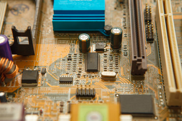 part of the motherboard closeup. Shallow depth of field.