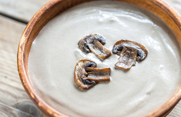 Bowl of creamy mushroom soup