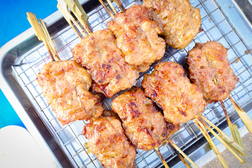 Traditional Thai style grilled pork, Thai cuisine.