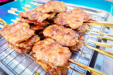 Traditional Thai style grilled pork, Thai cuisine.