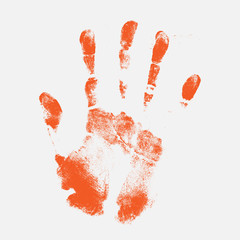 Hand print on grey background. Vector. Isolated