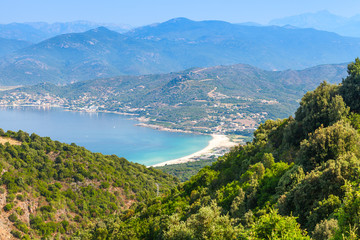 Fototapeta na wymiar Coastal landscape of Corsica island. Piana