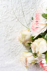 Wedding background with roses and lace