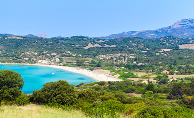 Fototapeta na wymiar Summer coastal landscape of Corsica island