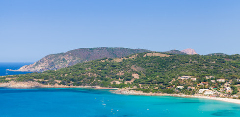 Naklejka na ściany i meble Summer coastal landscape of South Corsica