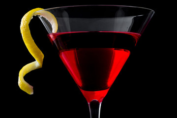 Cosmopolitan cocktail on black background
