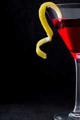 Cosmopolitan cocktail on black background
