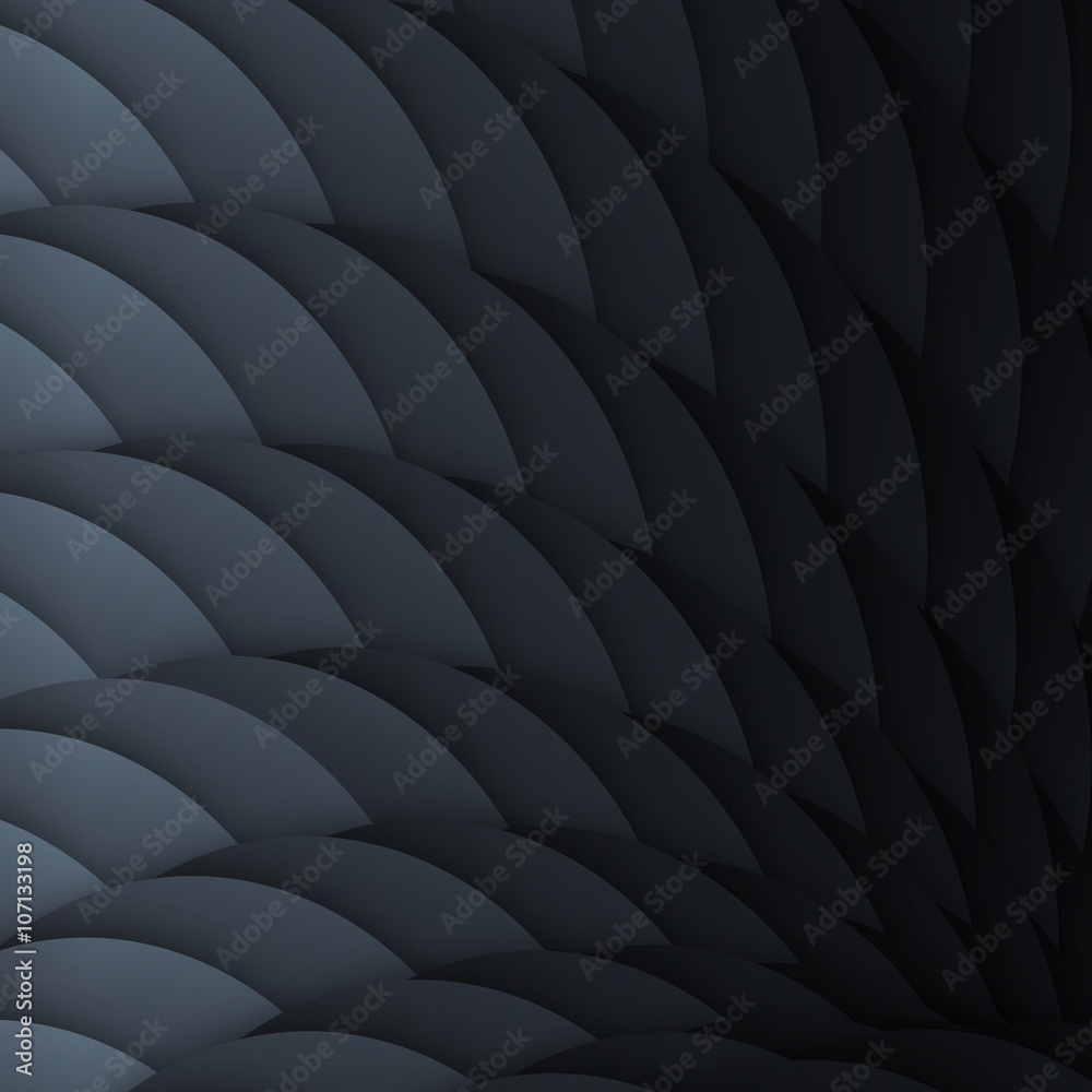 Poster Black scales. Abstract geometric background with light effect.