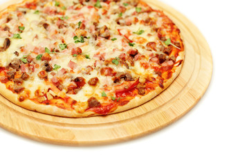 Pizza with Ham, Mushrooms and Cheese