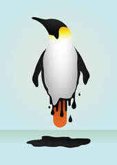 Global warming penguin ice cream melting illustration