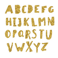 Gold Alphabet. Cut letters from golden foil.