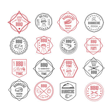Illustration set of BBQ labels