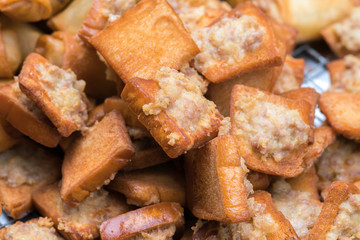 Fried bread with minced pork spread 