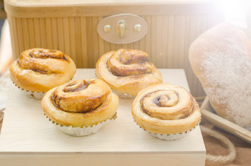 Danish and bread for breakfast