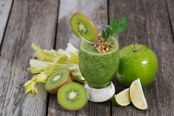 healthy fruit and vegetable smoothie with sprouts 