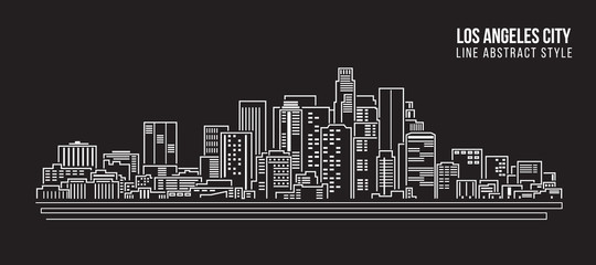 Cityscape Building Line art Vector Illustration design - Los Angeles City - obrazy, fototapety, plakaty