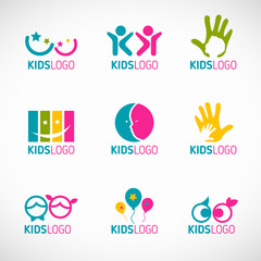 Kids logo vector set design