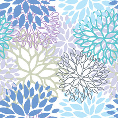 Cool color floral seamless pattern vector design